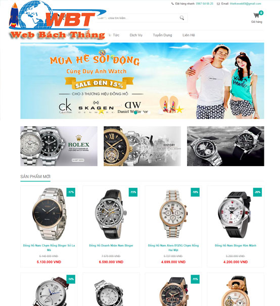 Thiết kế website bán đồng hồ đẹp chất lượng đẳng cấp